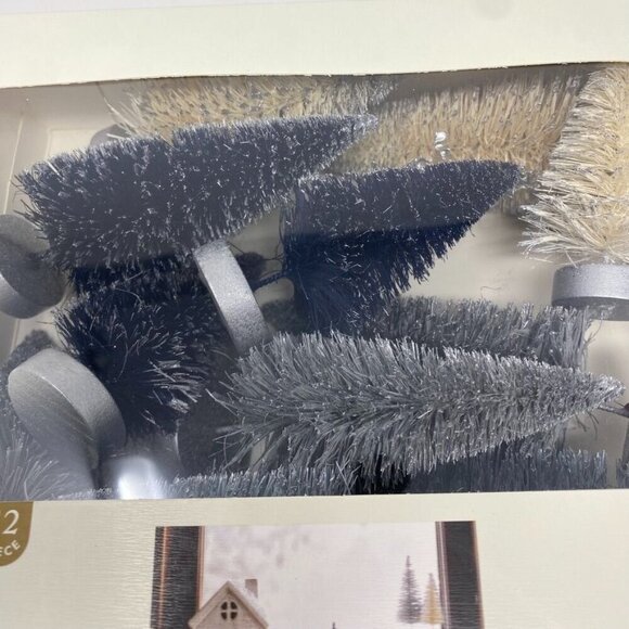 Target Threshold™ Christmas Set of 12 Mini Bottle Brush Trees Decor Grey Silver - Picture 5 of 7